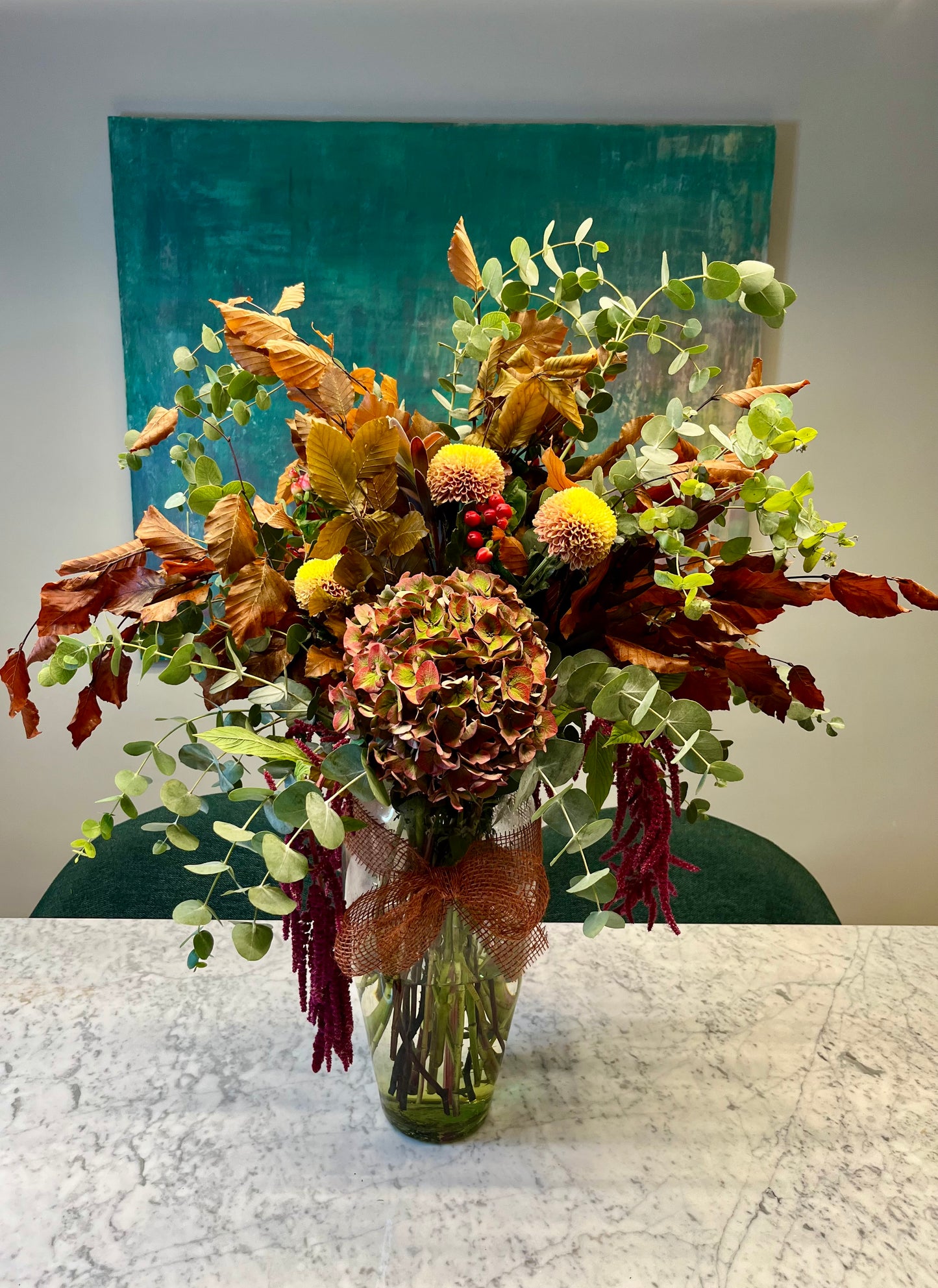 Arreglo Floral Otoño en tonos rojizos y naranjas