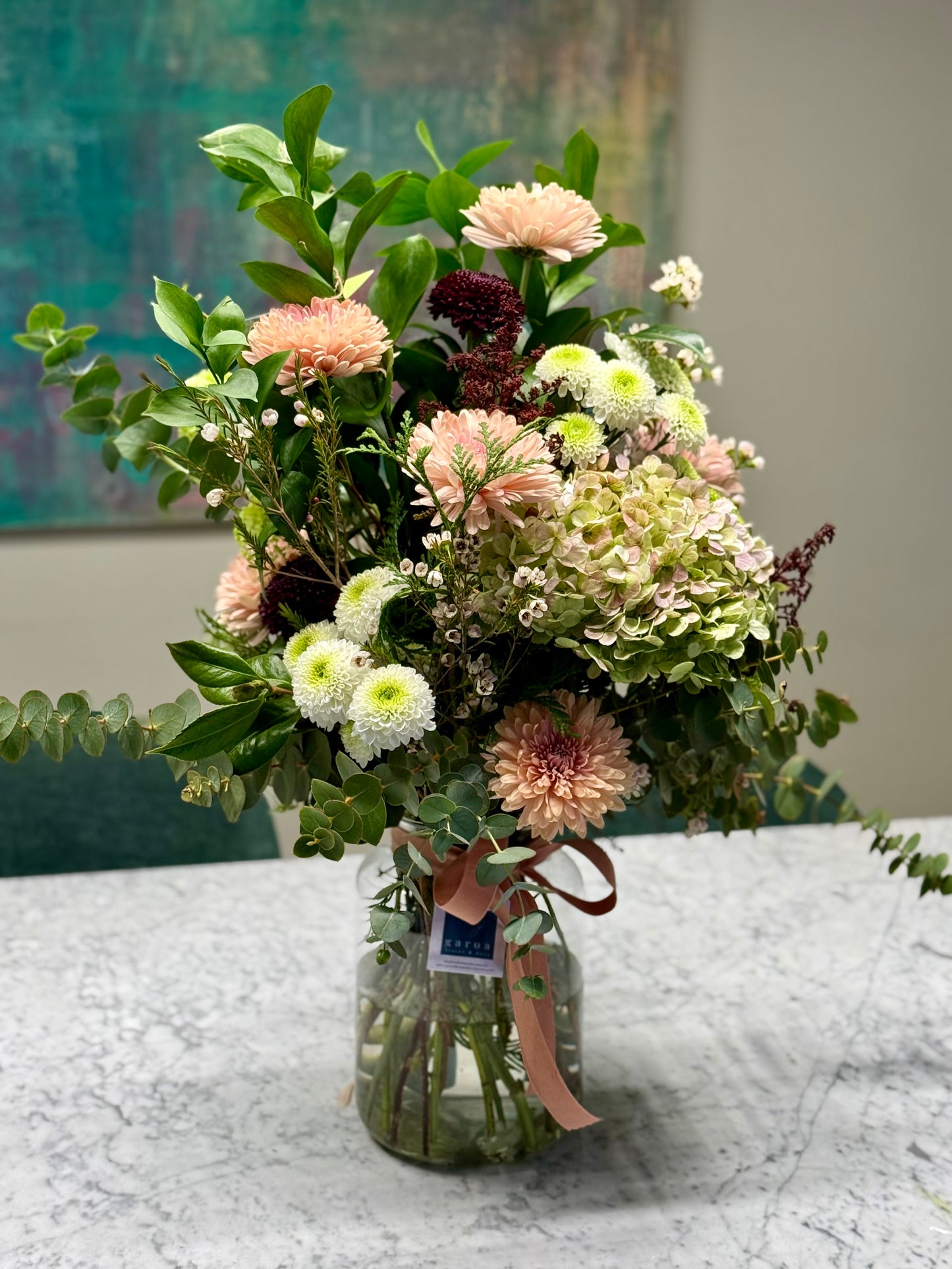 Arreglo Floral En Tonos Salmón