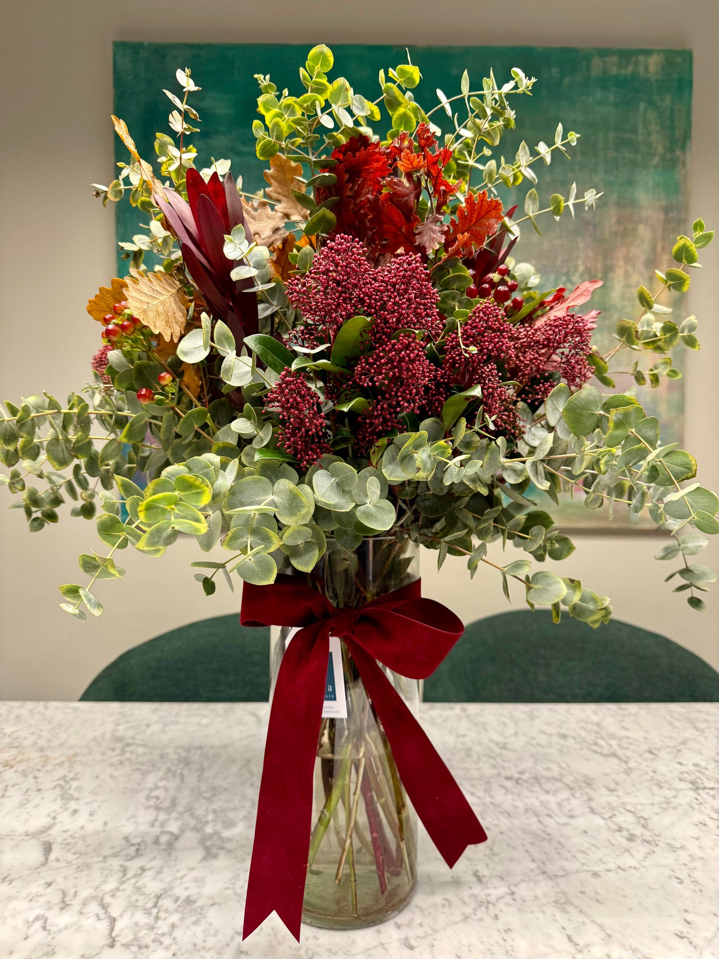 Arreglo floral en tonos budeos