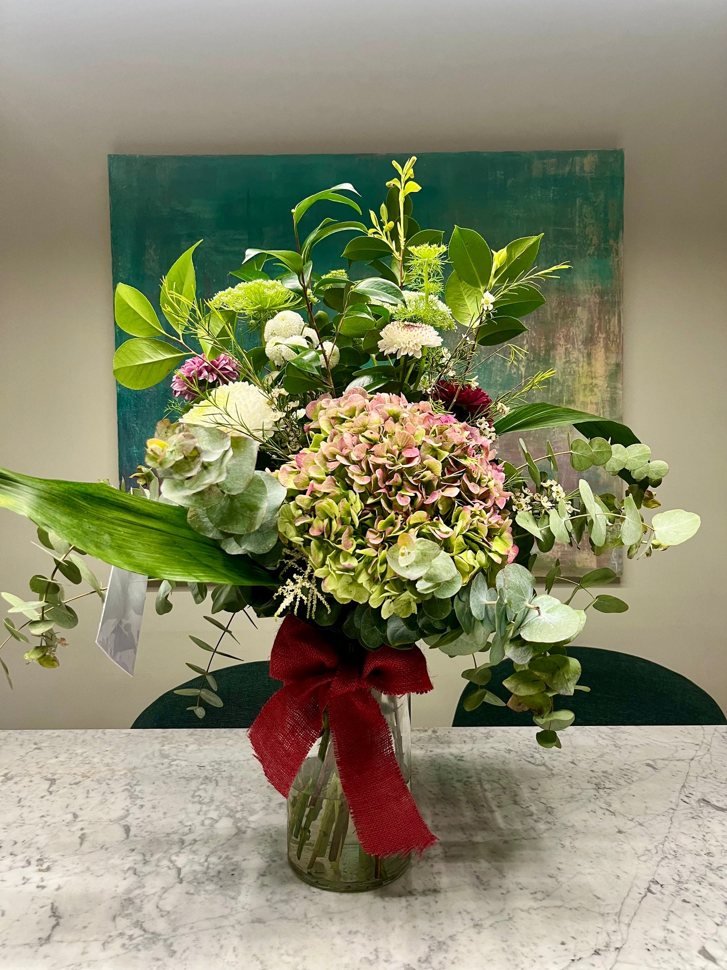 Arrelgo Floral con Hortensia en tonos neutros